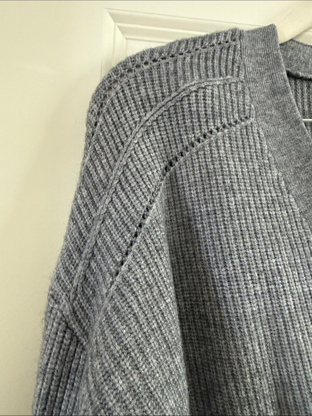 Cyrus Gray Ribbed V-Neck Button Cardigan - Picture 3 of 3